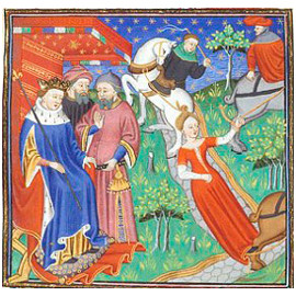 Death of Brunhilda (British Library), par Giovanni Boccaccio (De casibus virorum illustrium)
