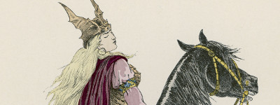 La reine franque Brunehaut à cheval (détail), gravure. MARY EVANS/SIPA